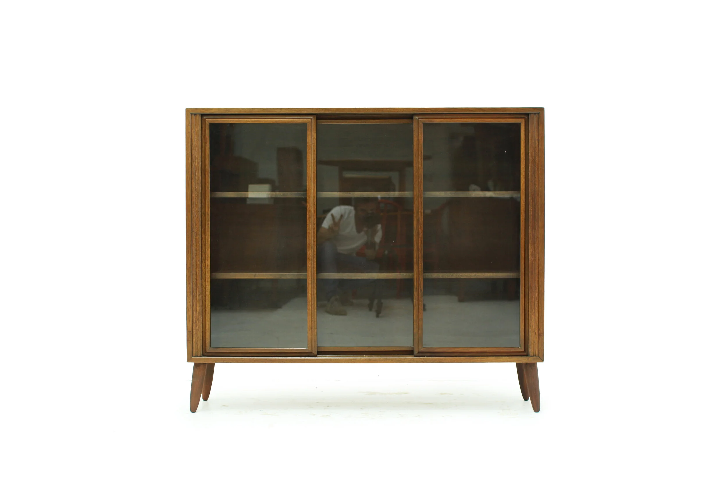 MCM Walnut and Glass Display Cabinet Item 0626 FURNITURE 1950